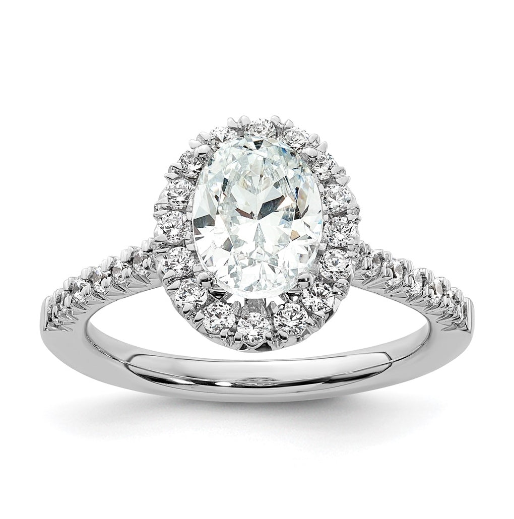 14k White Gold Halo (Holds 1.25 carat (8.5x6.1mm) Oval Center) 1/2 carat Diamond Semi-mount Engagement Ring
