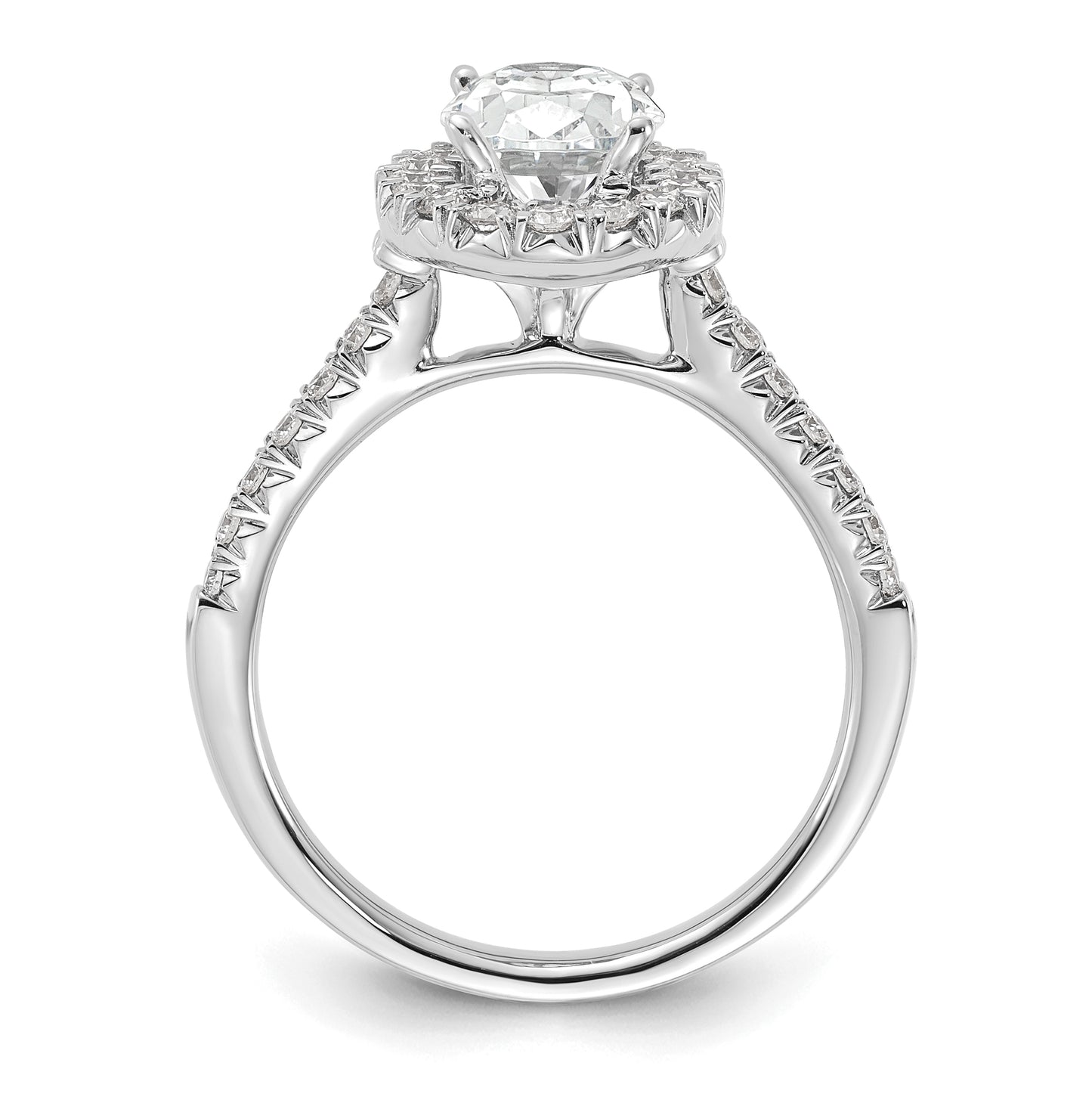 True Origin 14K White Gold 1/2 ct Lab Grown Diamond VS/SI D E F Semi Mount Oval Halo Engagement Ring