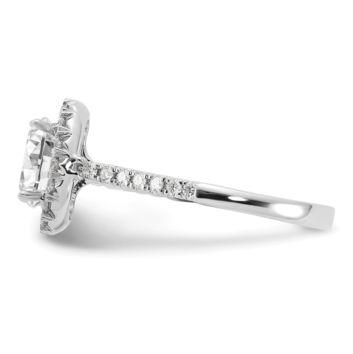 True Origin 14K White Gold 1/2 ct Lab Grown Diamond VS/SI D E F Semi Mount Oval Halo Engagement Ring