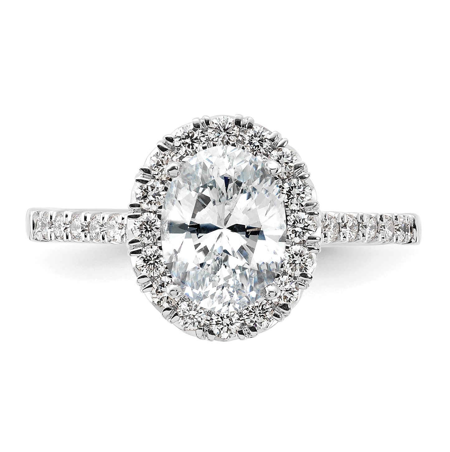 True Origin 14K White Gold 1/2 ct Lab Grown Diamond VS/SI D E F Semi Mount Oval Halo Engagement Ring