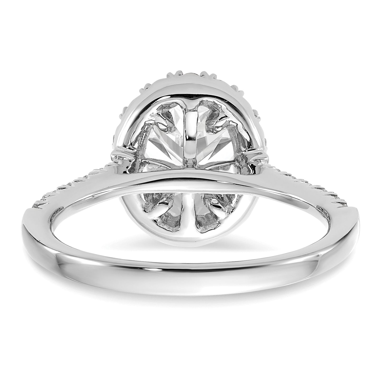 True Origin 14K White Gold 1/2 ct Lab Grown Diamond VS/SI D E F Semi Mount Oval Halo Engagement Ring