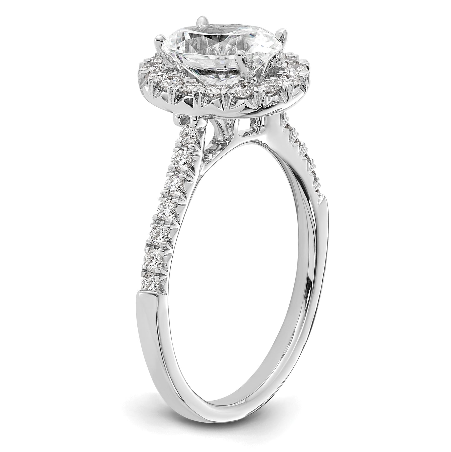 True Origin 14K White Gold 1/2 ct Lab Grown Diamond VS/SI D E F Semi Mount Oval Halo Engagement Ring