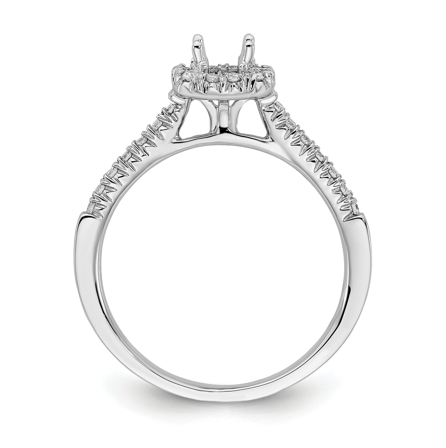 14k White Gold Halo (Holds 1/3 carat (4.1mm) Cushion Center) 1/4 carat Diamond Semi-mount Engagement Ring