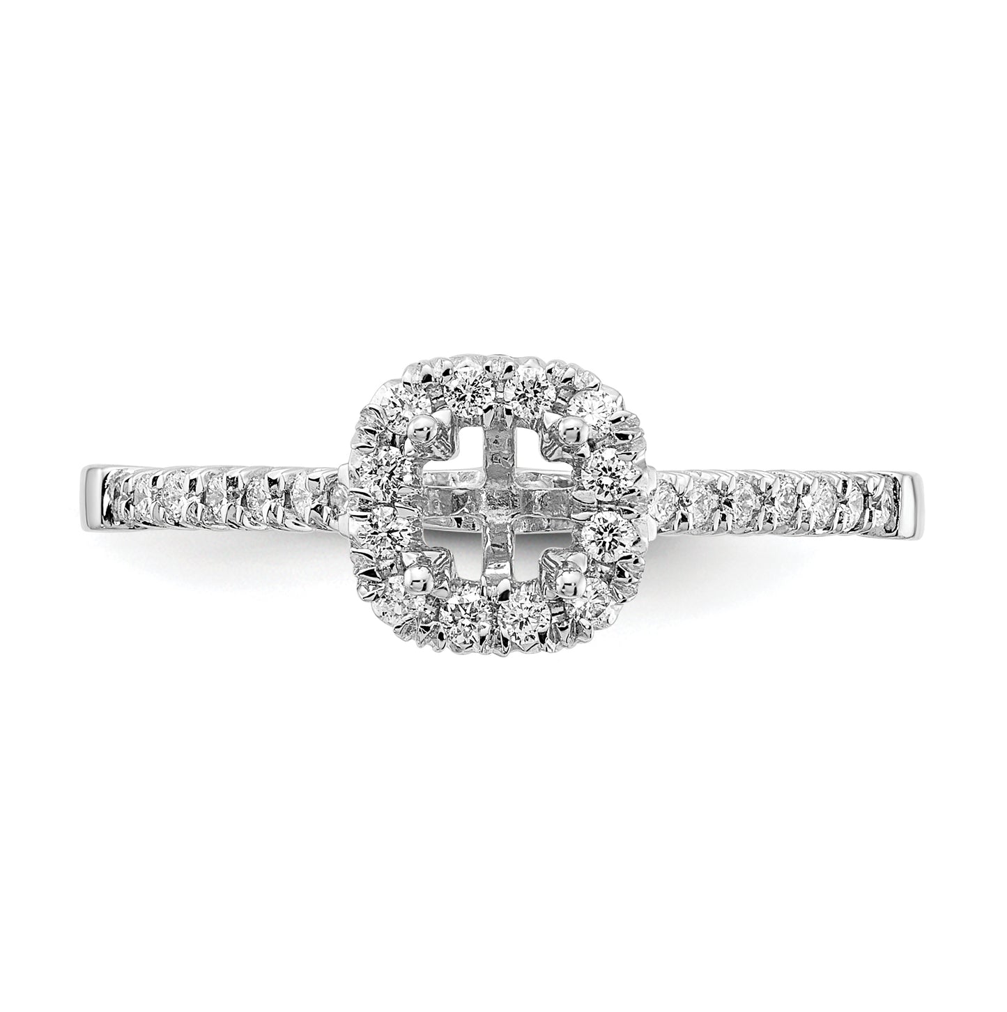14k White Gold Halo (Holds 1/3 carat (4.1mm) Cushion Center) 1/4 carat Diamond Semi-mount Engagement Ring