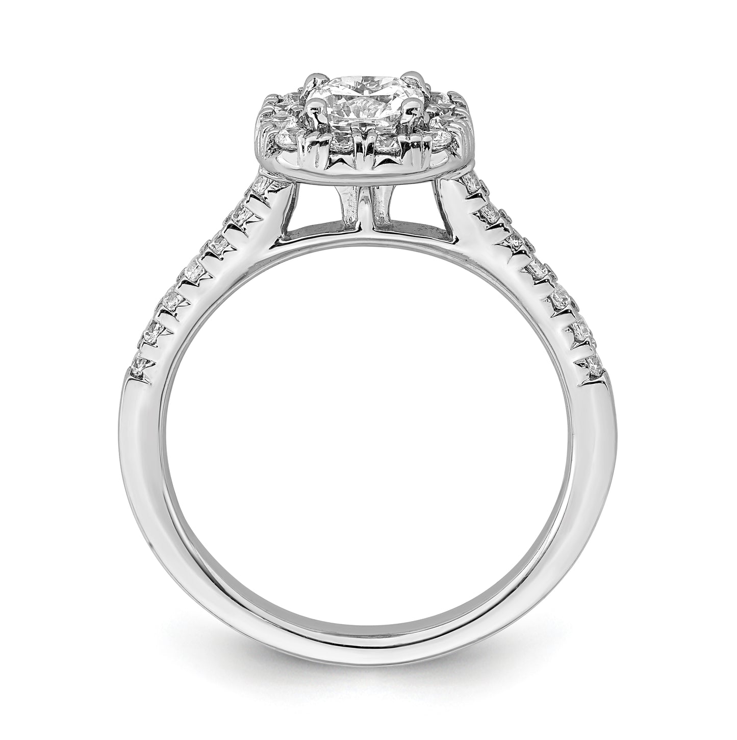 14k White Gold Halo (Holds 1/2 carat (4.8mm) Cushion Center) 3/8 carat Diamond Semi-mount Engagement Ring