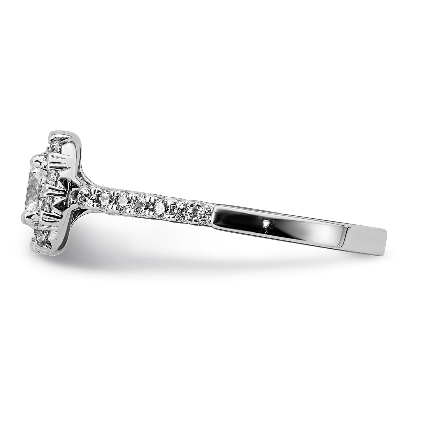 14k White Gold Halo (Holds 1/2 carat (4.8mm) Cushion Center) 3/8 carat Diamond Semi-mount Engagement Ring