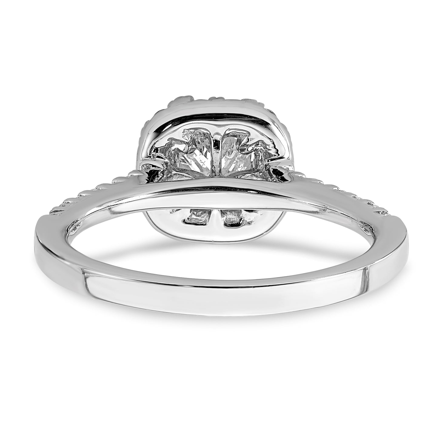 14k White Gold Halo (Holds 1/2 carat (4.8mm) Cushion Center) 3/8 carat Diamond Semi-mount Engagement Ring
