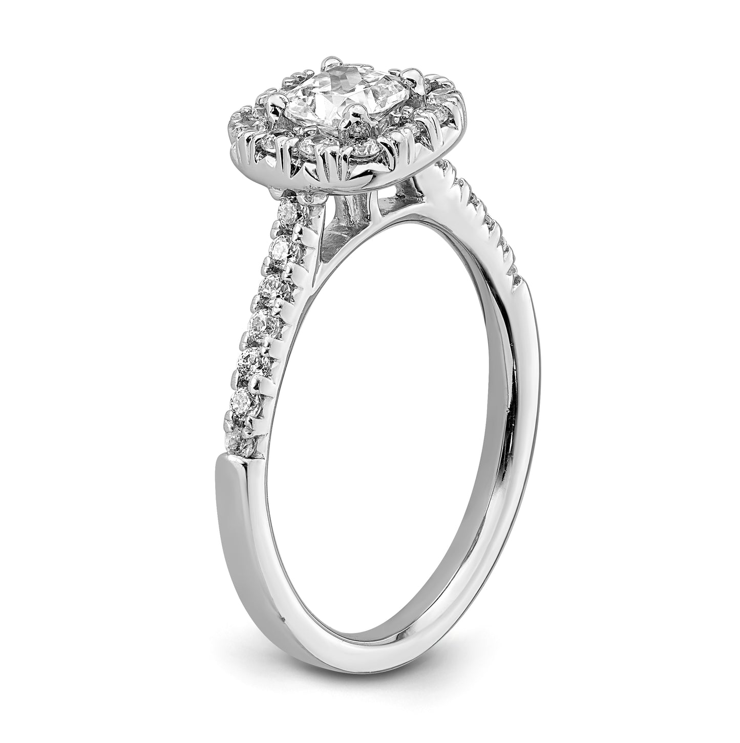 14k White Gold Halo (Holds 1/2 carat (4.8mm) Cushion Center) 3/8 carat Diamond Semi-mount Engagement Ring