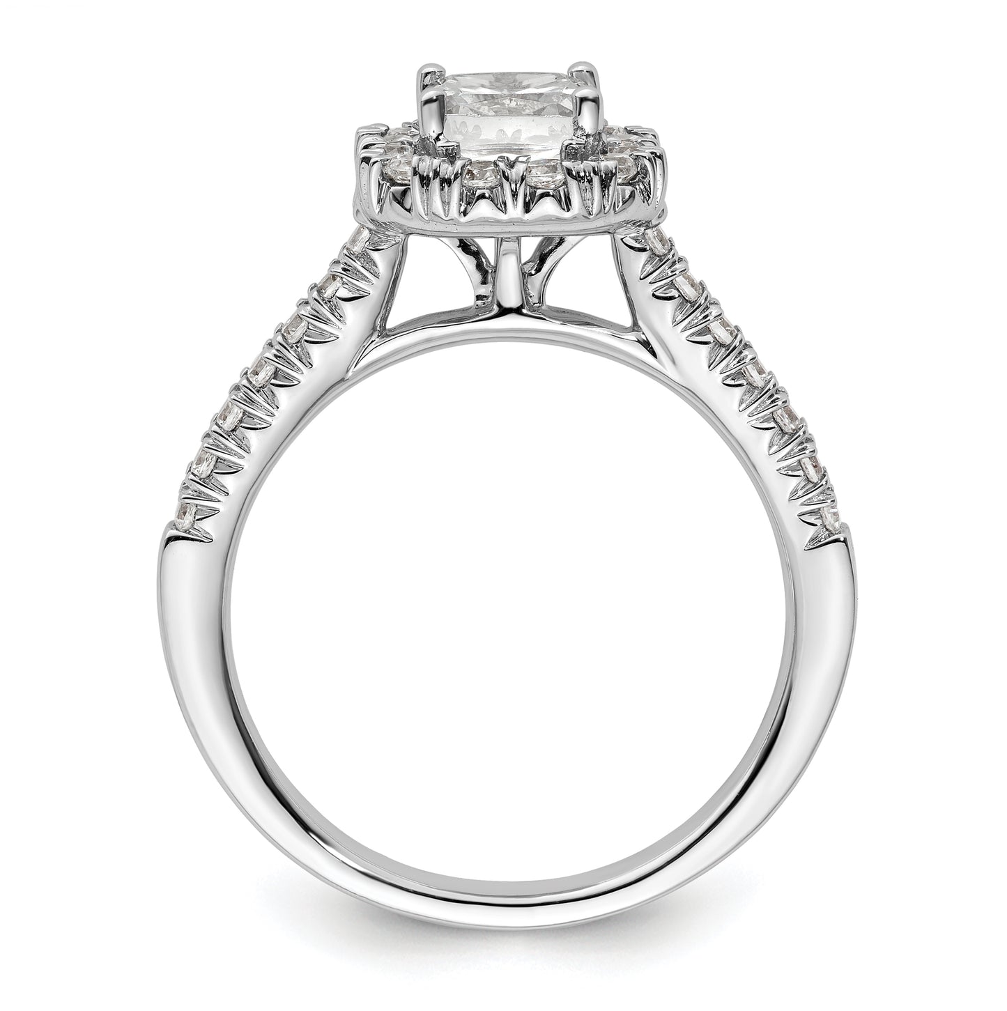 14k White Gold Halo (Holds 3/4 carat (5.3mm) Cushion Center) 3/8 carat Diamond Semi-mount Engagement Ring