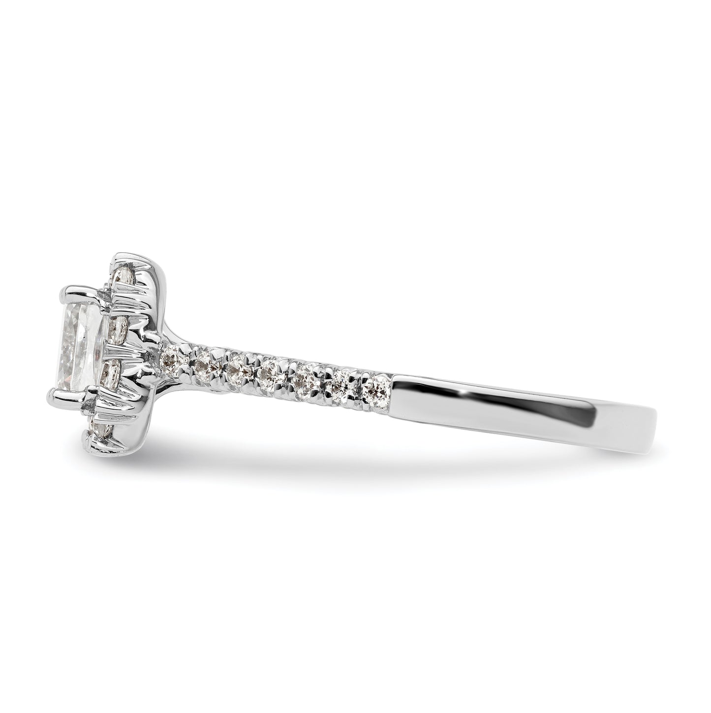 14k White Gold Halo (Holds 3/4 carat (5.3mm) Cushion Center) 3/8 carat Diamond Semi-mount Engagement Ring