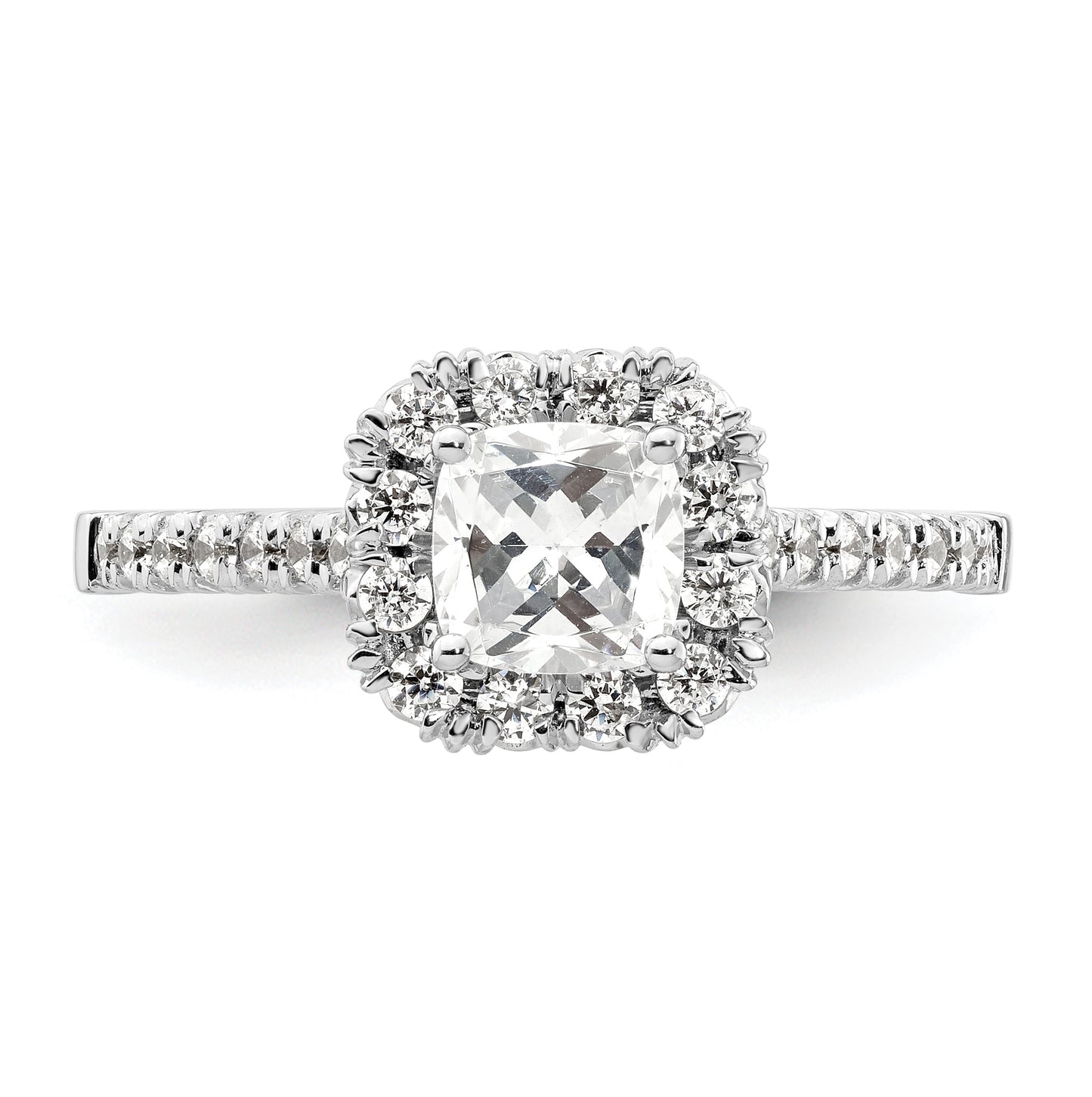 14k White Gold Halo (Holds 3/4 carat (5.3mm) Cushion Center) 3/8 carat Diamond Semi-mount Engagement Ring