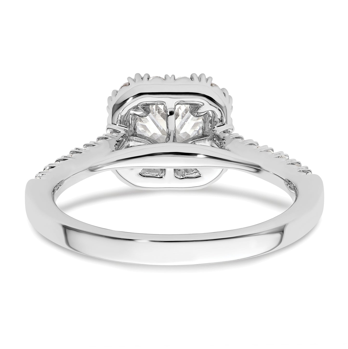 14k White Gold Halo (Holds 3/4 carat (5.3mm) Cushion Center) 3/8 carat Diamond Semi-mount Engagement Ring