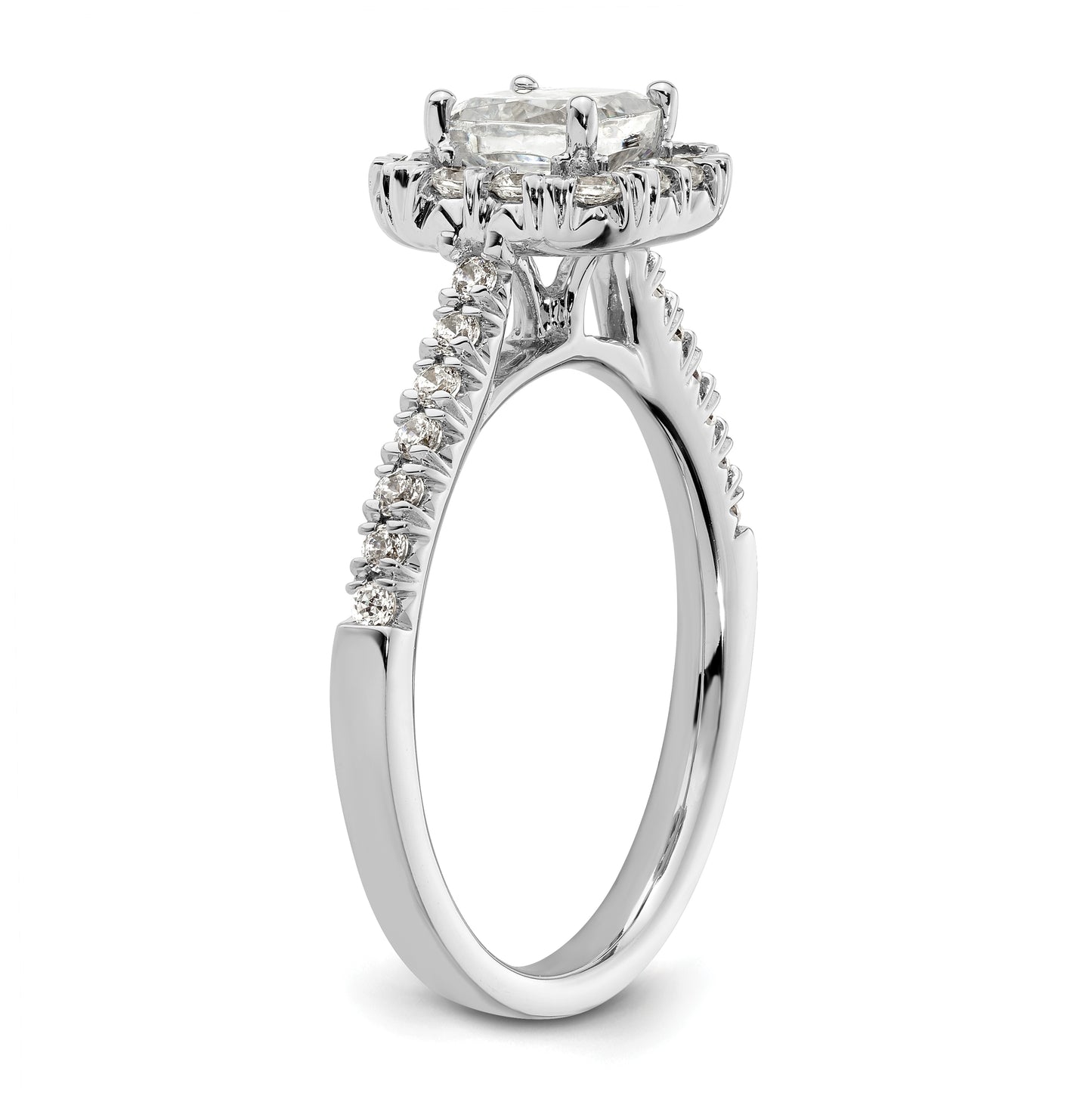 14k White Gold Halo (Holds 3/4 carat (5.3mm) Cushion Center) 3/8 carat Diamond Semi-mount Engagement Ring