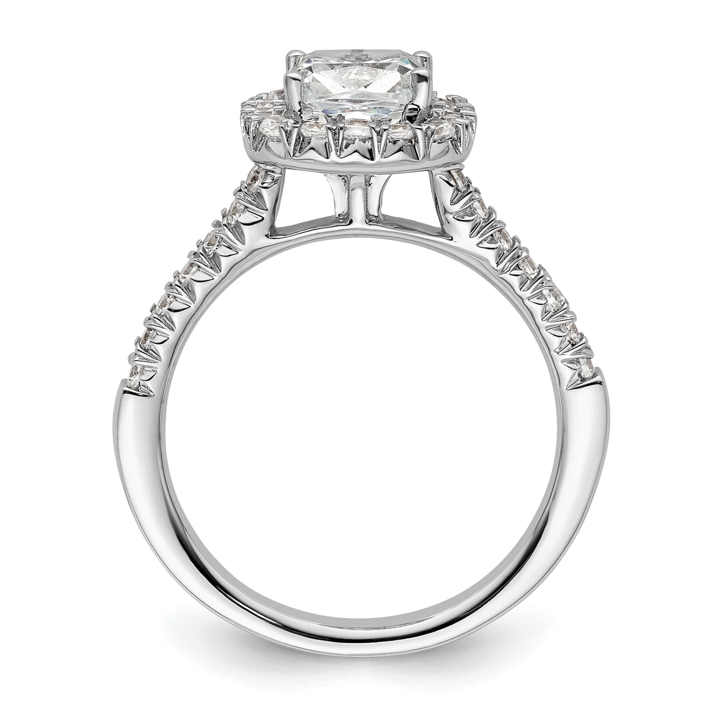14k White Gold Halo (Holds 1.25 carat (6.4mm) Cushion Center) 1/2 carat Diamond Semi-mount Engagement Ring