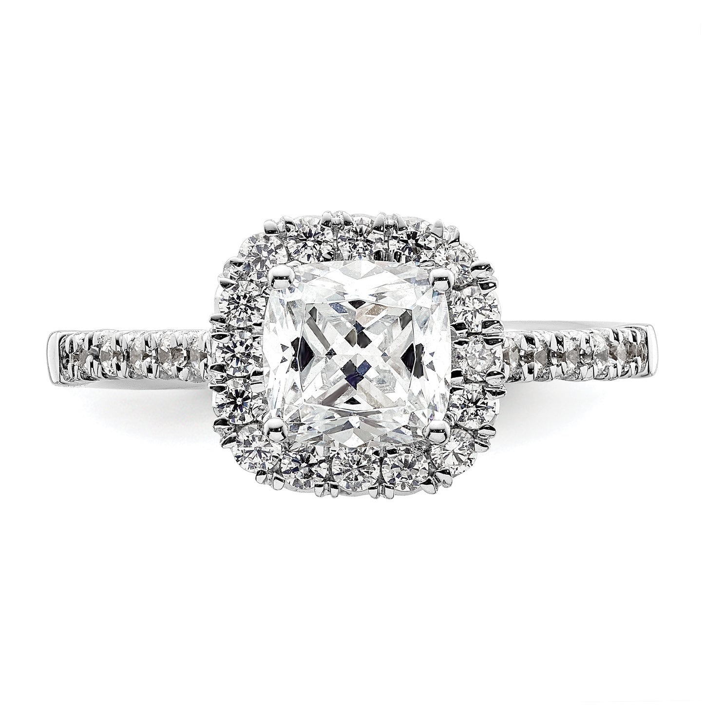 14k White Gold Halo (Holds 1.25 carat (6.4mm) Cushion Center) 1/2 carat Diamond Semi-mount Engagement Ring