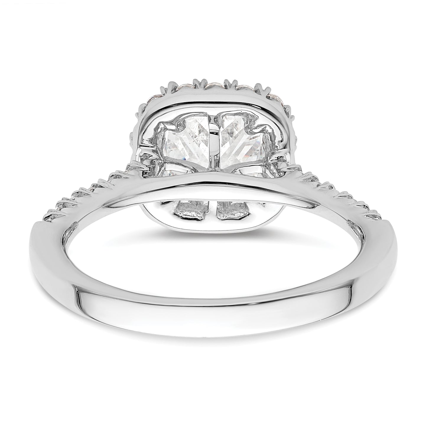 14k White Gold Halo (Holds 1.25 carat (6.4mm) Cushion Center) 1/2 carat Diamond Semi-mount Engagement Ring