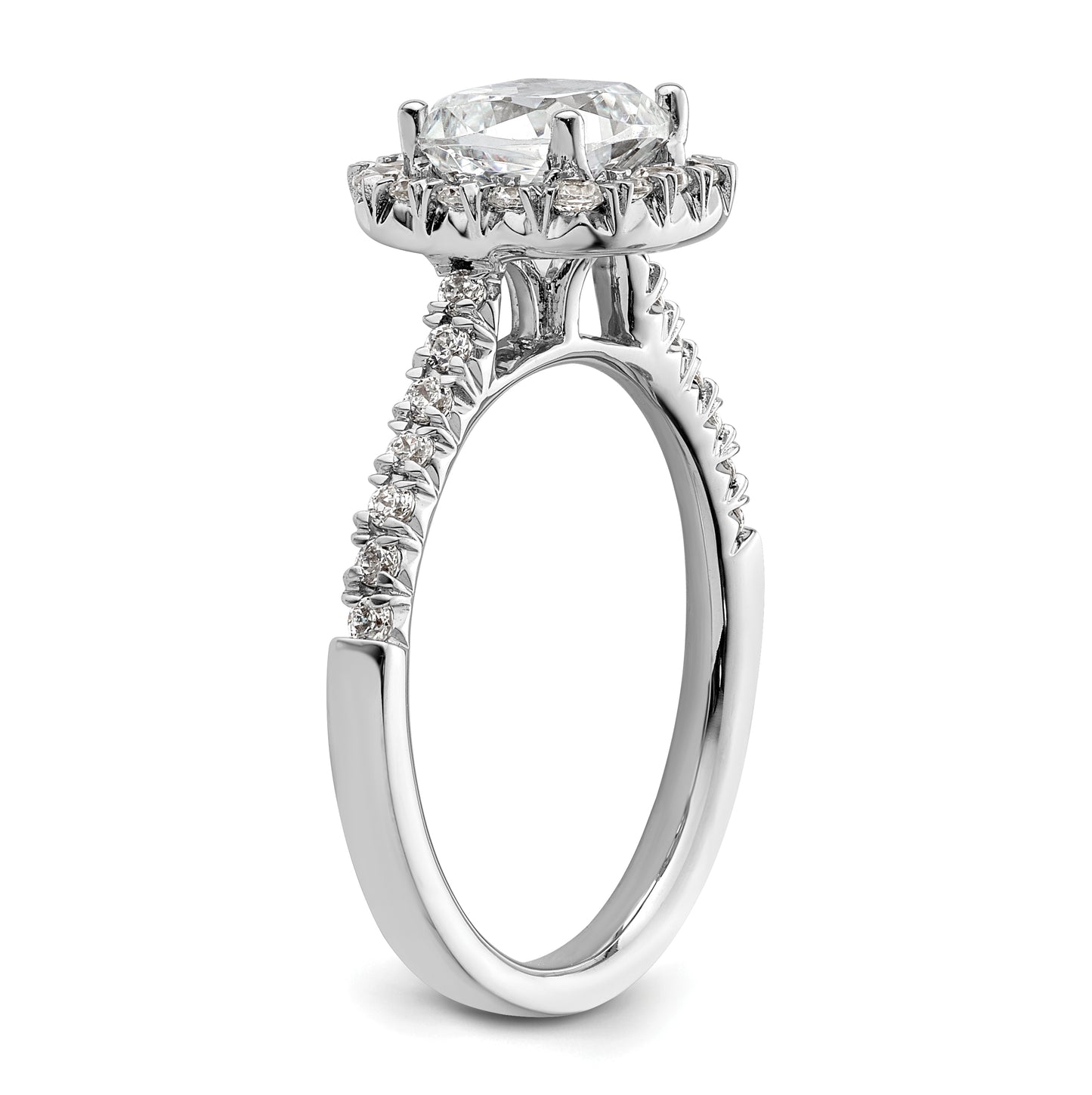 14k White Gold Halo (Holds 1.25 carat (6.4mm) Cushion Center) 1/2 carat Diamond Semi-mount Engagement Ring
