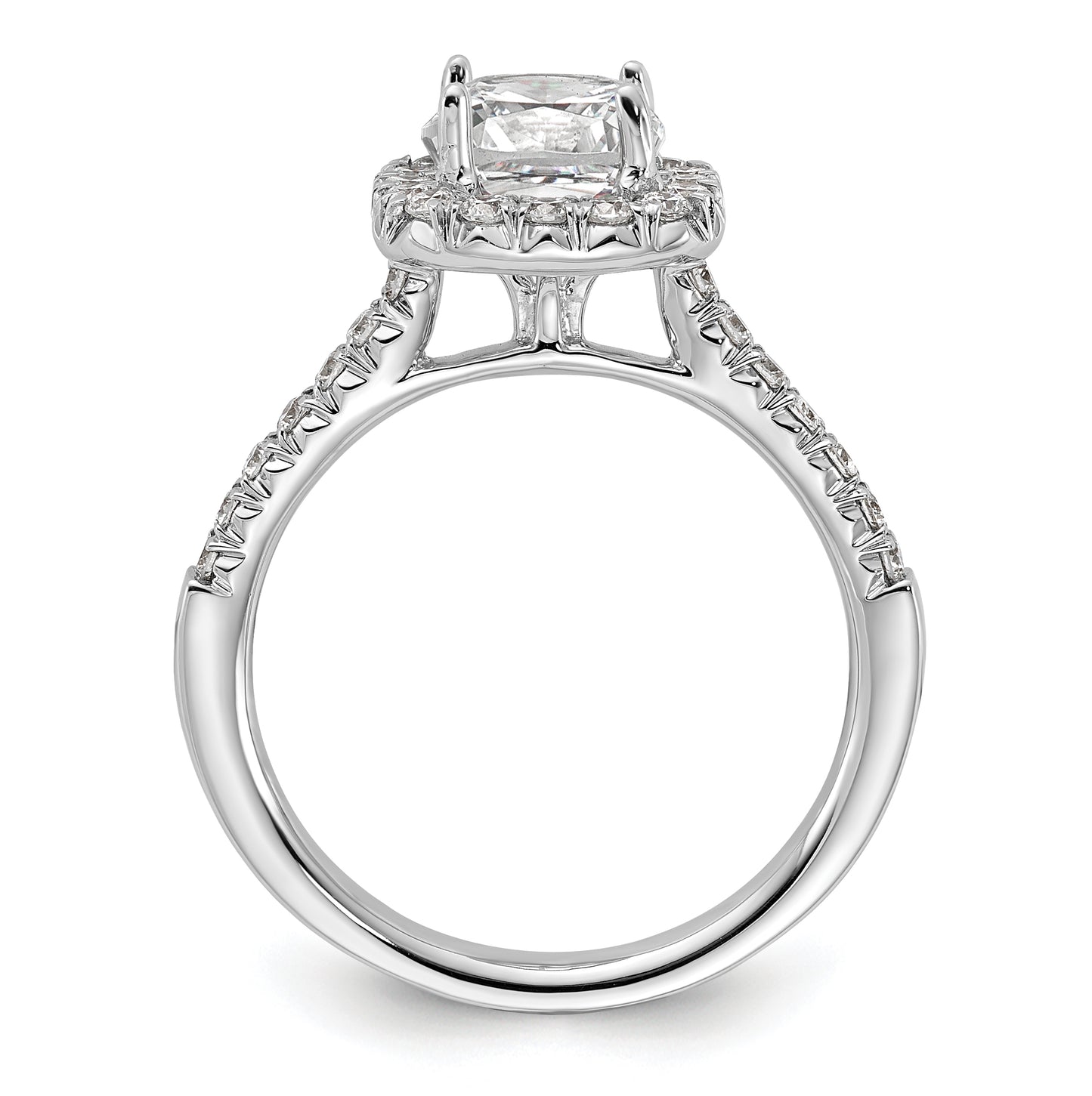 14k White Gold Halo (Holds 1.5 carat (6.8mm) Cushion Center) 1/2 carat Diamond Semi-mount Engagement Ring