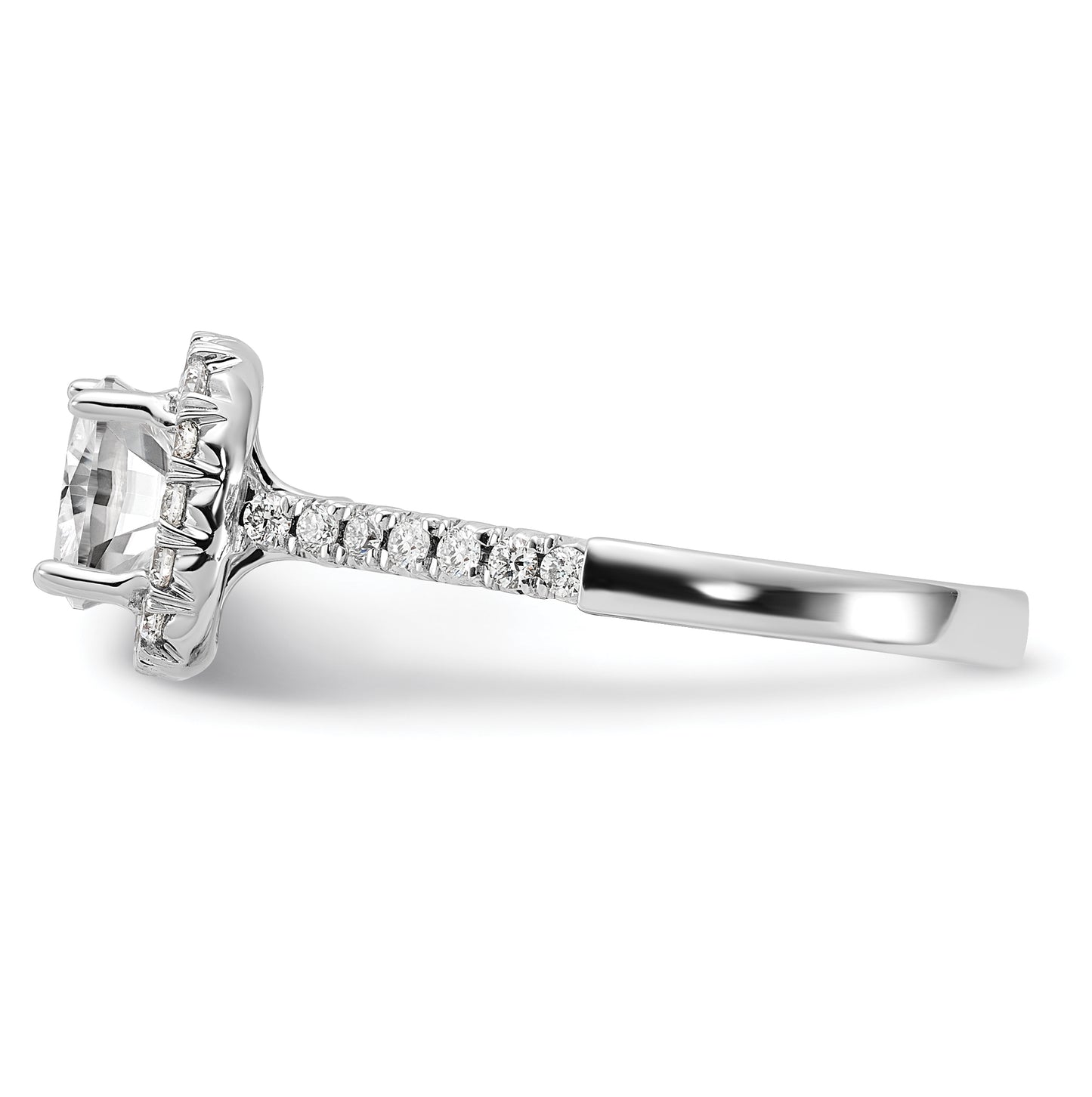 True Origin 14K White Gold 1/2 carat Lab Grown Diamond VS/SI D E F Semi Mount Cushion Halo Engagement Ring