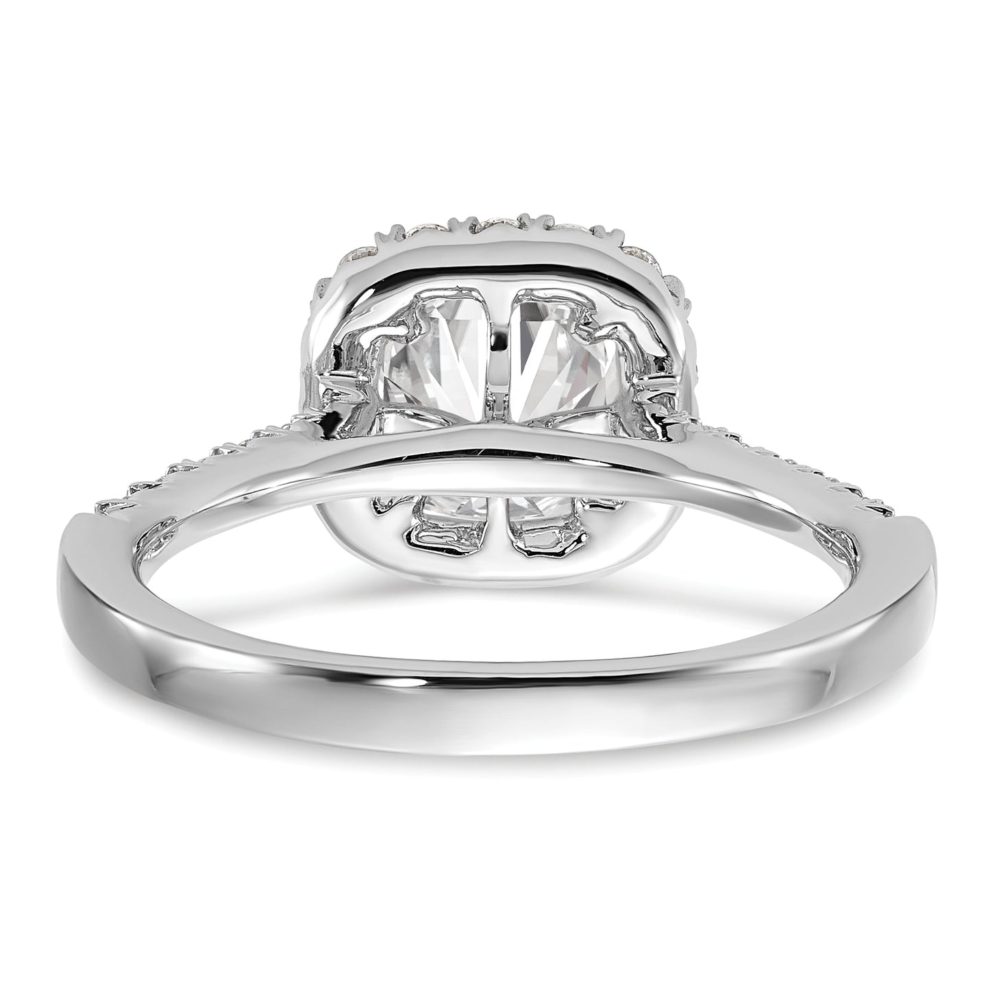 14k White Gold Halo (Holds 1.5 carat (6.8mm) Cushion Center) 1/2 carat Diamond Semi-mount Engagement Ring