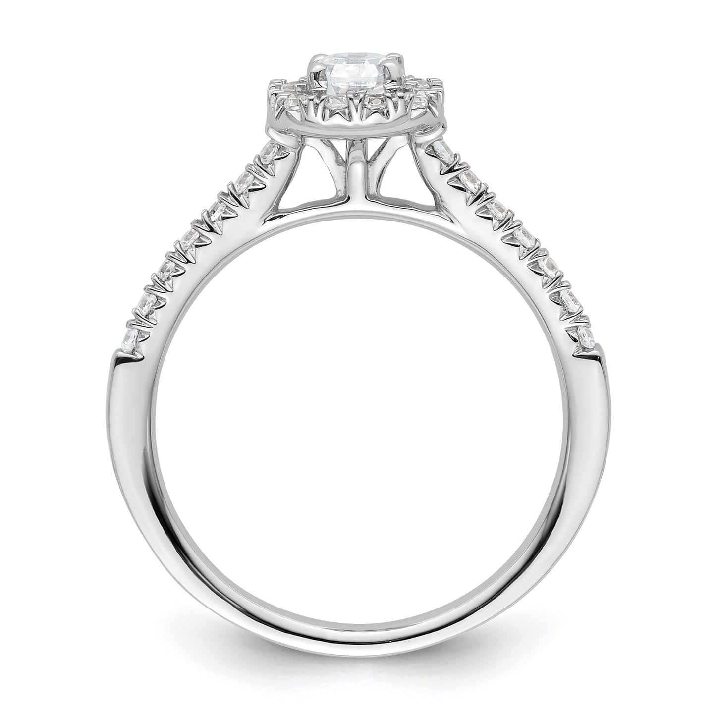 14k White Gold Halo (Holds 1/3 carat (4mm) Asscher-cut Center) 1/4 carat Diamond Semi-mount Engagement Ring