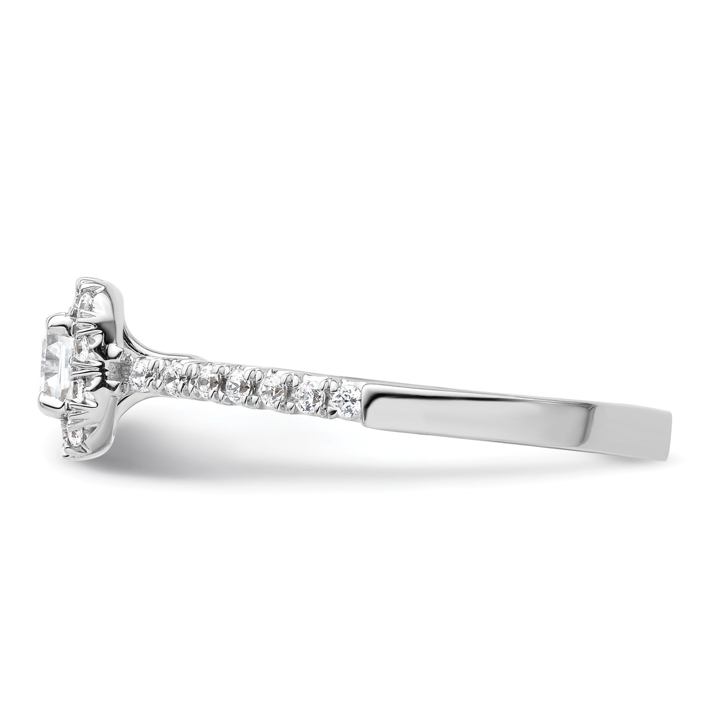 14k White Gold Halo (Holds 1/3 carat (4mm) Asscher-cut Center) 1/4 carat Diamond Semi-mount Engagement Ring