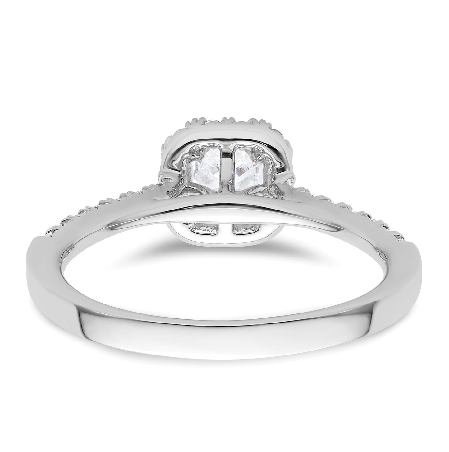 14k White Gold Halo (Holds 1/3 carat (4mm) Asscher-cut Center) 1/4 carat Diamond Semi-mount Engagement Ring
