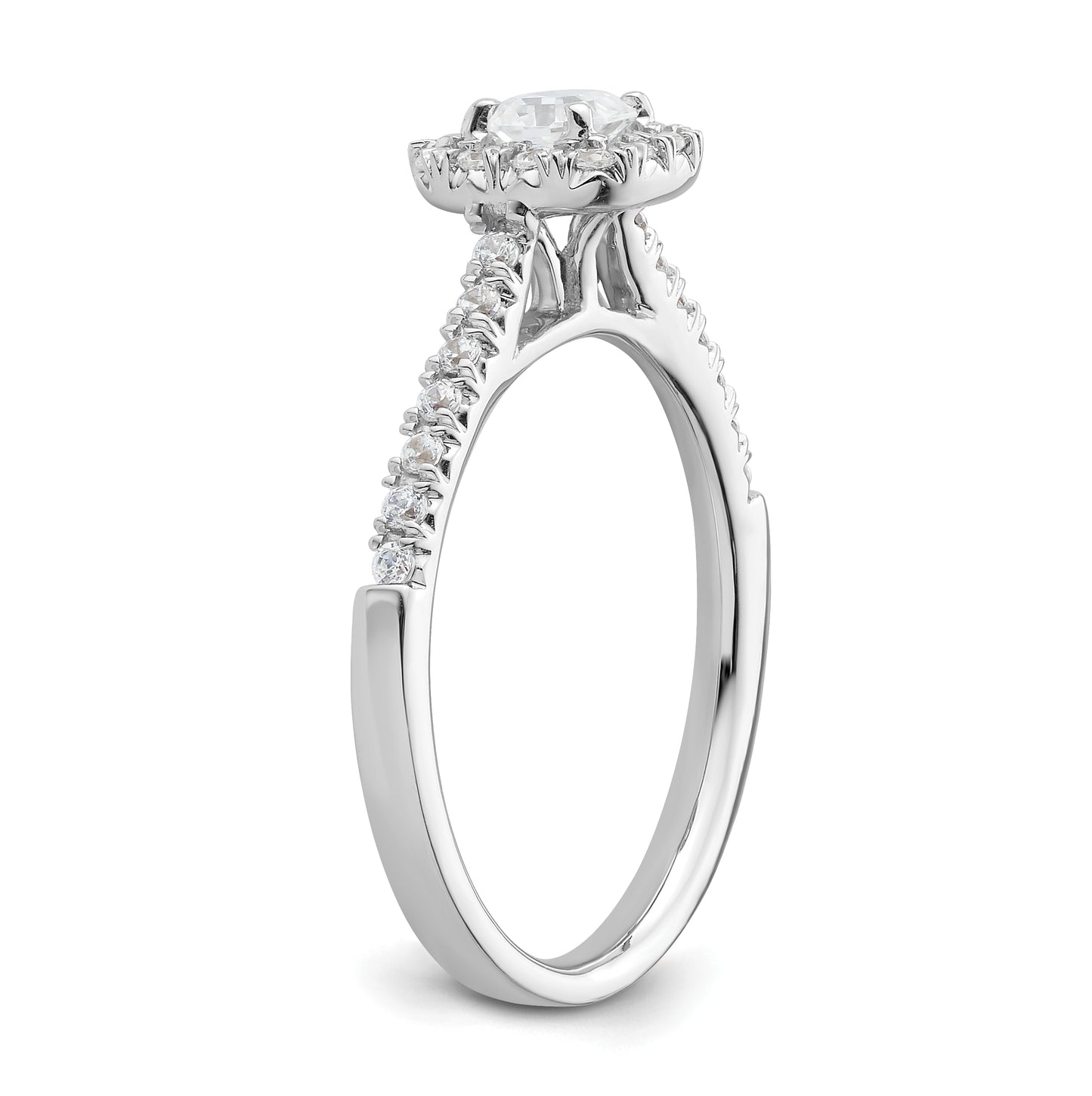 14k White Gold Halo (Holds 1/3 carat (4mm) Asscher-cut Center) 1/4 carat Diamond Semi-mount Engagement Ring