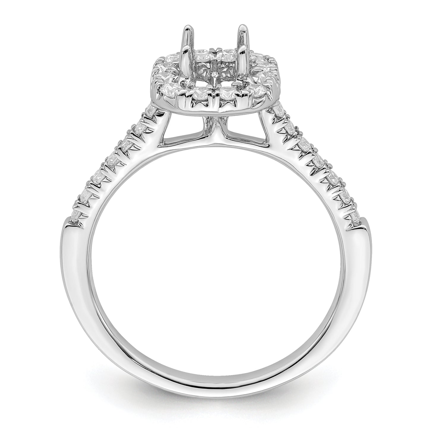 14k White Gold Halo (Holds 1/2 carat (4.5mm) Asscher-cut Center) 1/3 carat Diamond Semi-mount Engagement Ring