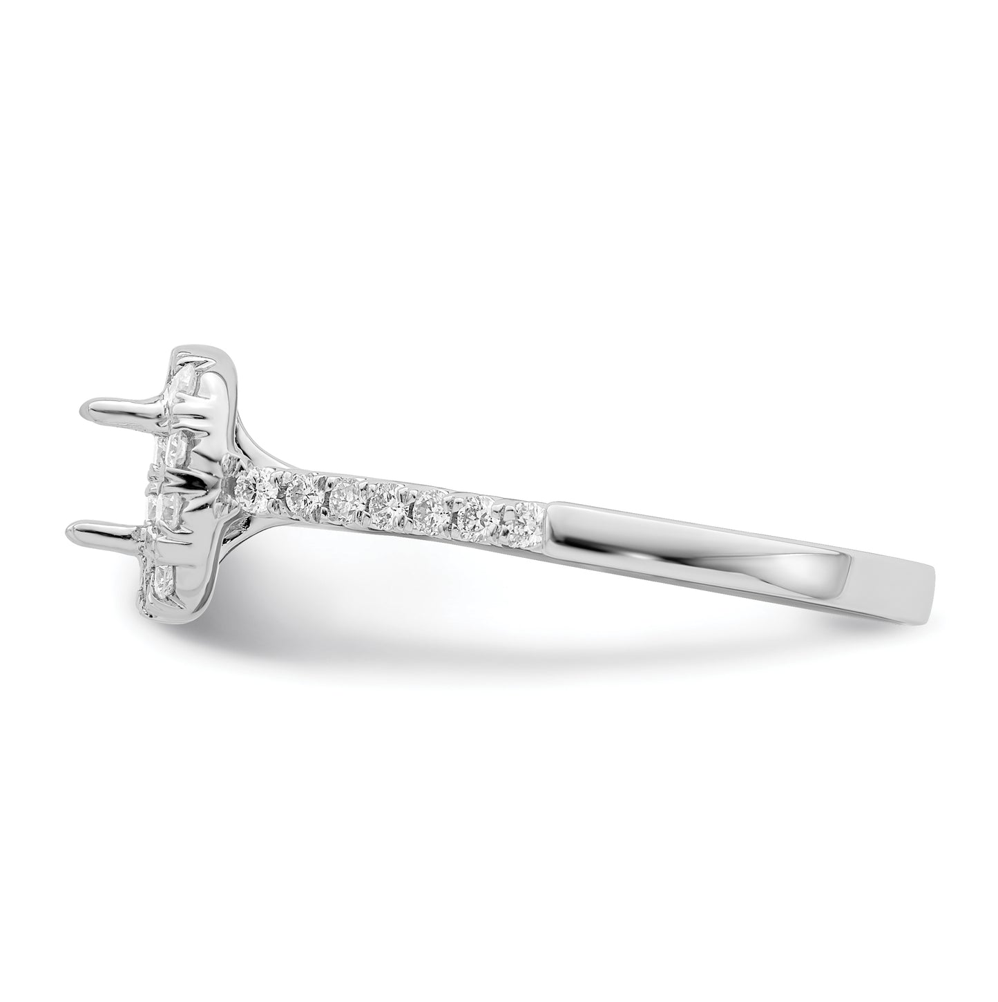 14k White Gold Halo (Holds 1/2 carat (4.5mm) Asscher-cut Center) 1/3 carat Diamond Semi-mount Engagement Ring