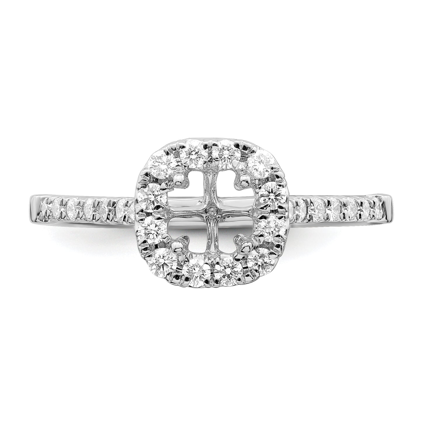 14k White Gold Halo (Holds 1/2 carat (4.5mm) Asscher-cut Center) 1/3 carat Diamond Semi-mount Engagement Ring