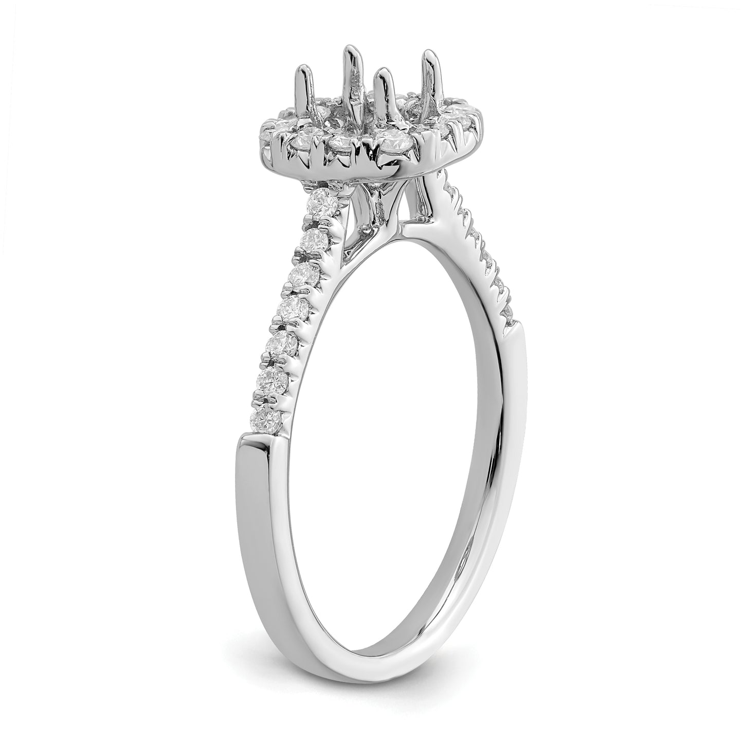 14k White Gold Halo (Holds 1/2 carat (4.5mm) Asscher-cut Center) 1/3 carat Diamond Semi-mount Engagement Ring