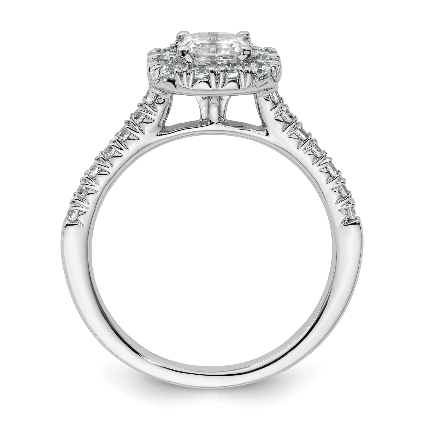 14k White Gold Halo (Holds 3/4 carat (5mm) Asscher-cut Center) 1/2 carat Diamond Semi-mount Engagement Ring