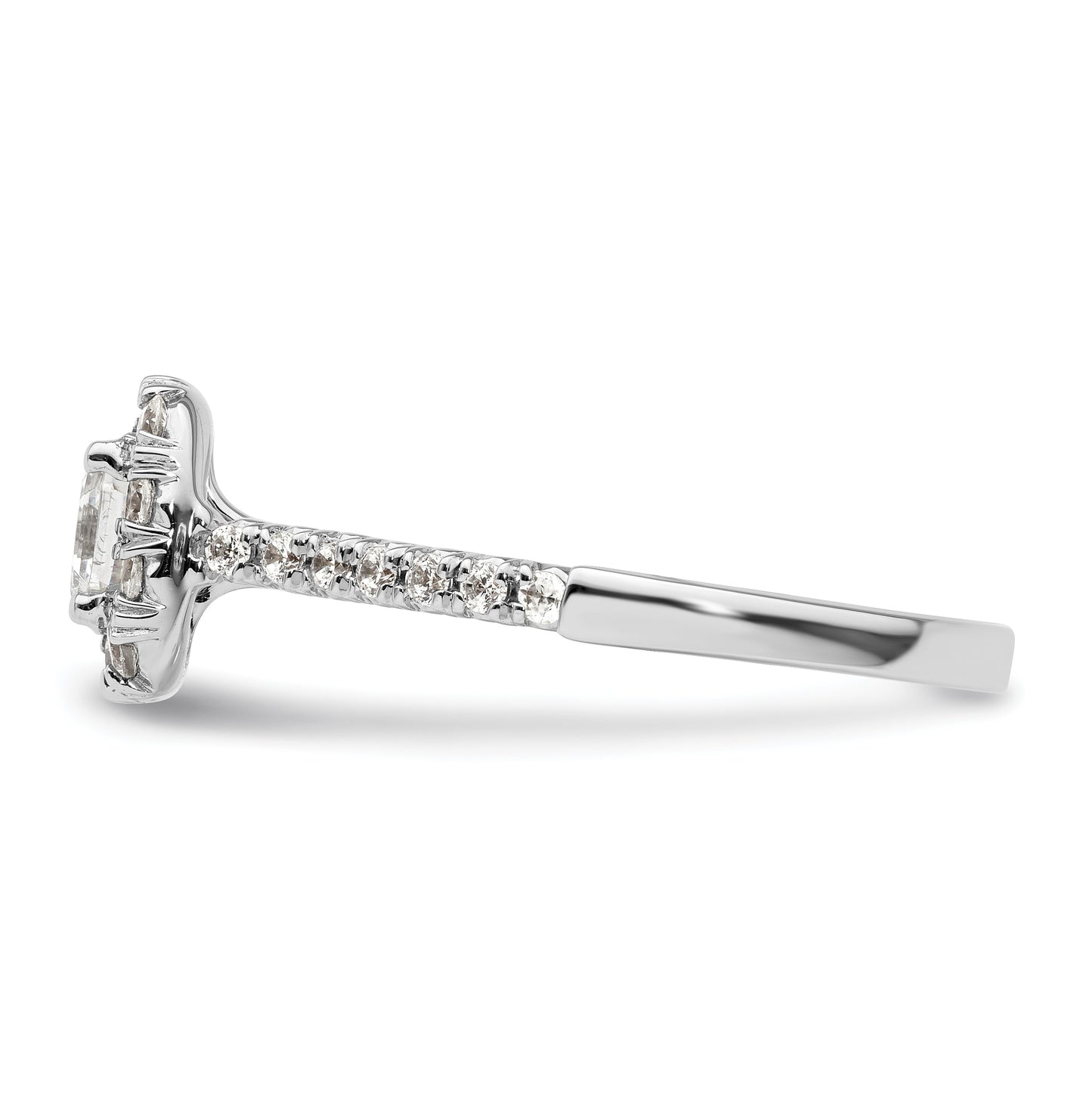 14k White Gold Halo (Holds 3/4 carat (5mm) Asscher-cut Center) 1/2 carat Diamond Semi-mount Engagement Ring