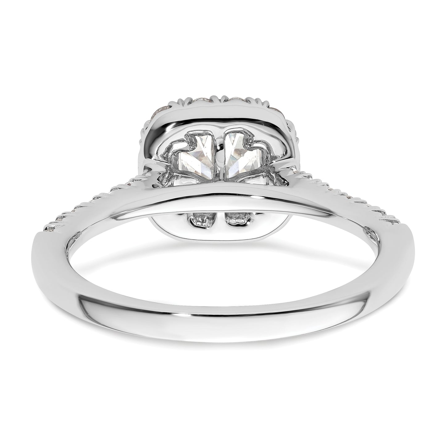 14k White Gold Halo (Holds 3/4 carat (5mm) Asscher-cut Center) 1/2 carat Diamond Semi-mount Engagement Ring