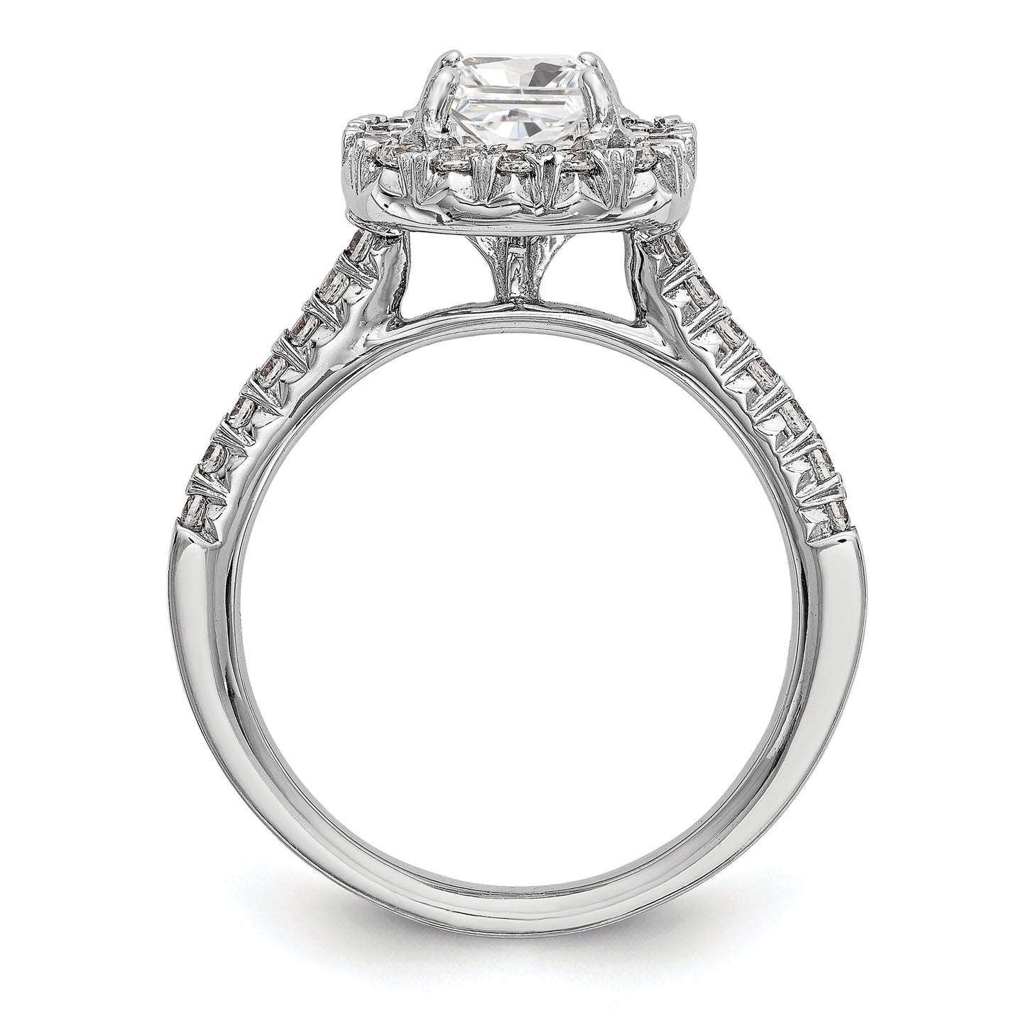 True Origin 14K White Gold 1/2 carat Lab Grown Diamond VS/SI D E F Semi Mount Ascher Halo Engagement Ring
