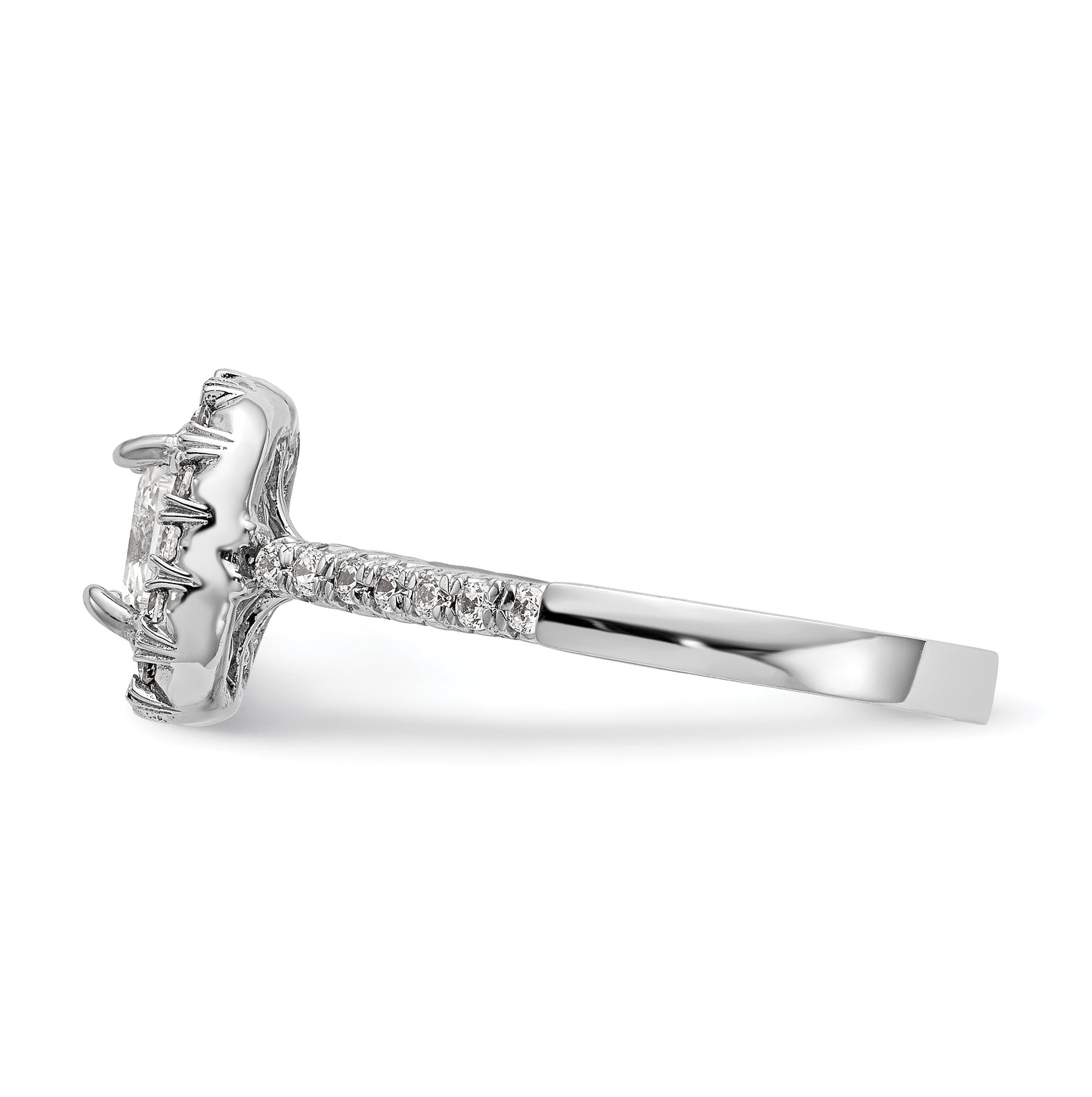 True Origin 14K White Gold 1/2 carat Lab Grown Diamond VS/SI D E F Semi Mount Ascher Halo Engagement Ring