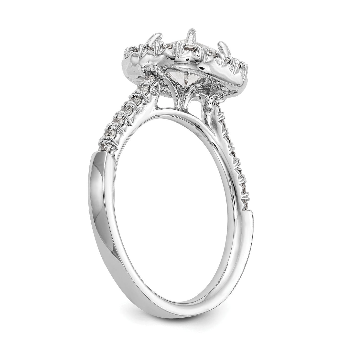 True Origin 14K White Gold 1/2 carat Lab Grown Diamond VS/SI D E F Semi Mount Ascher Halo Engagement Ring