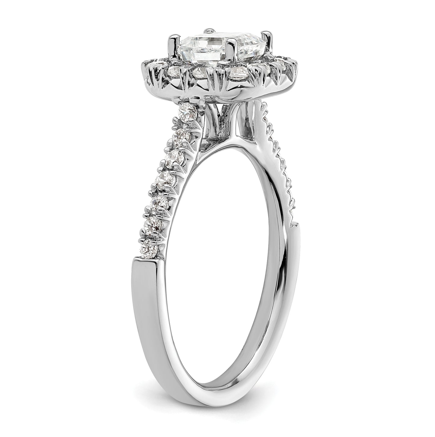 14k White Gold Halo (Holds 1.25 carat (6mm) Asscher-cut Center) 1/2 carat Diamond Semi-mount Engagement Ring