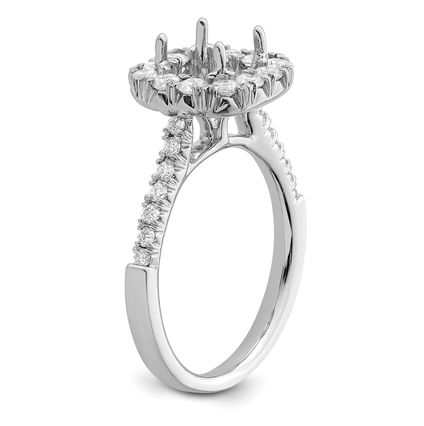 True Origin 14K White Gold 3/4 carat Lab Grown Diamond VS/SI D E F Semi Mount Ascher Halo Engagement Ring