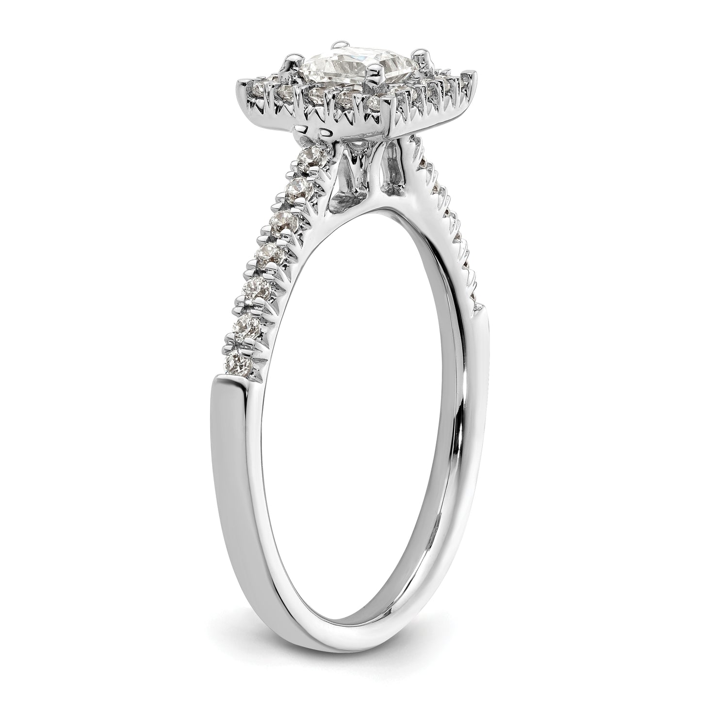 14k White Gold Halo (Holds 1/3 carat (3.9mm) Princess Center) 1/3 carat Diamond Semi-mount Engagement Ring
