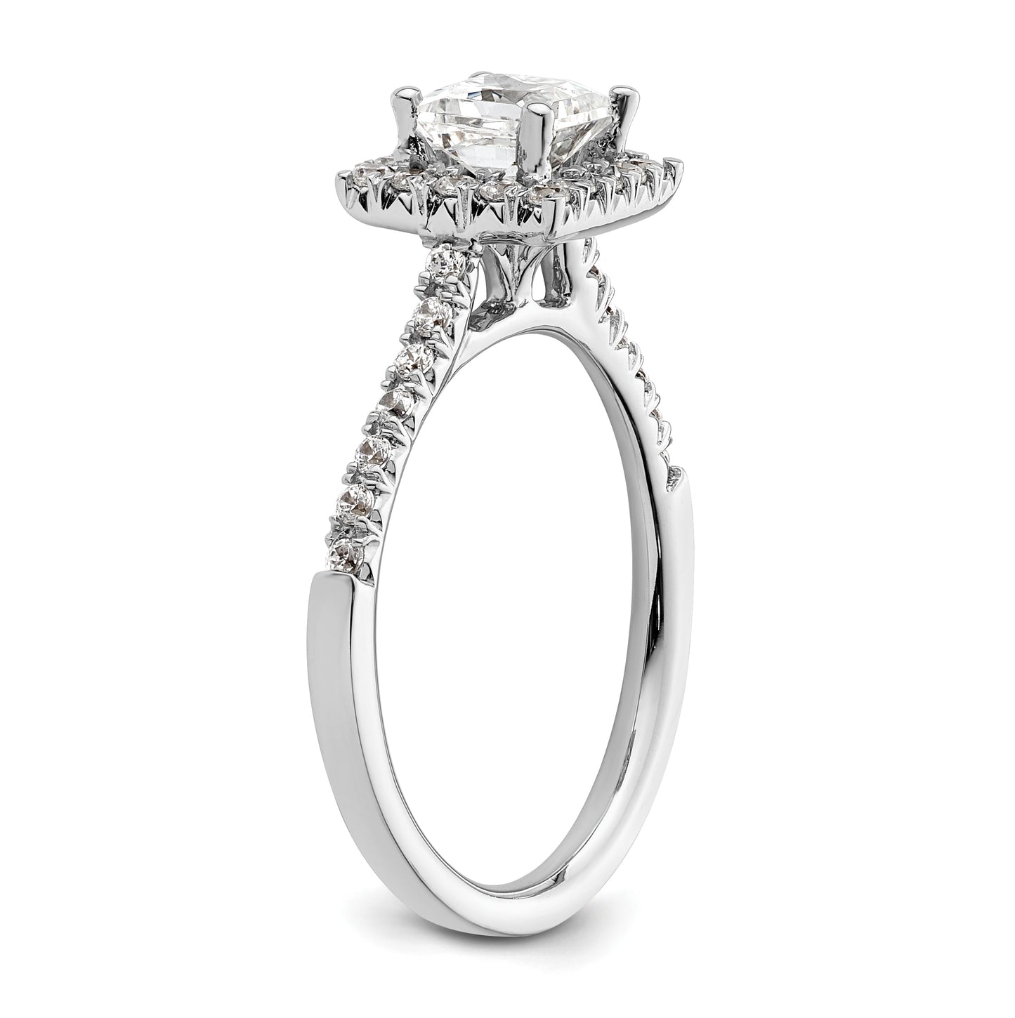 14k White Gold Halo (Holds 3/4 carat (4.9mm) Princess Center) 1/3 carat Diamond Semi-mount Engagement Ring