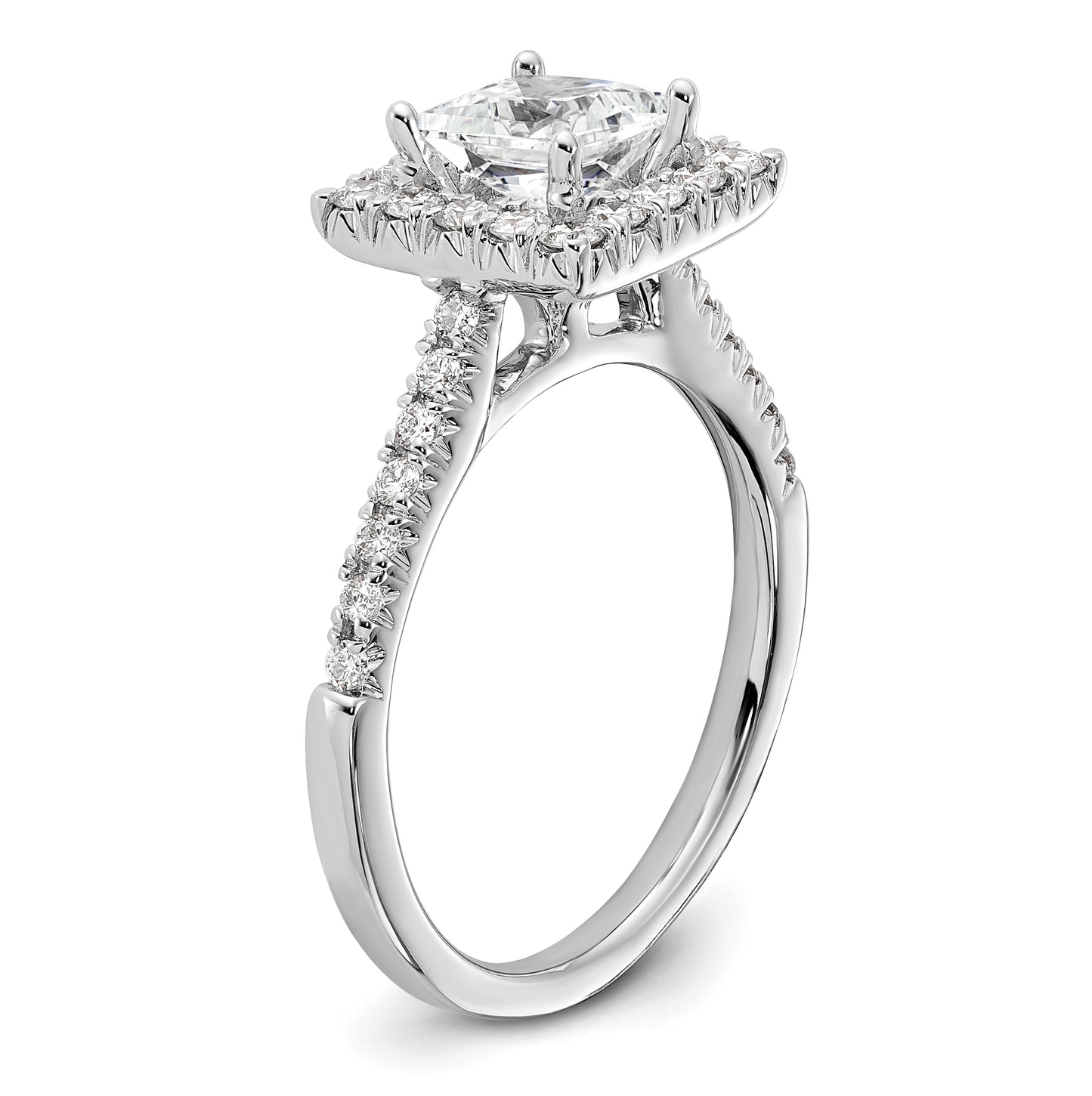 14k White Gold Halo (Holds 1 carat (5.8mm) Princess Center) 1/2 carat Diamond Semi-mount Engagement Ring