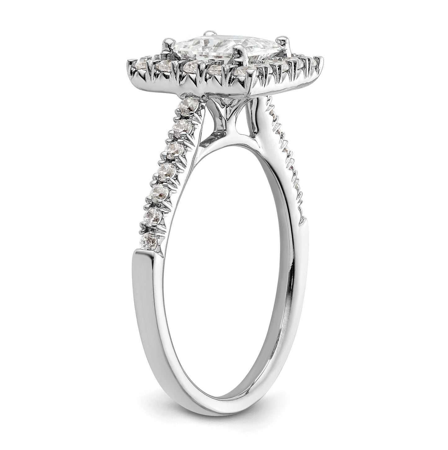 14k White Gold Halo (Holds 1.25 carat (6mm) Princess Center) 1/2 carat Diamond Semi-mount Engagement Ring