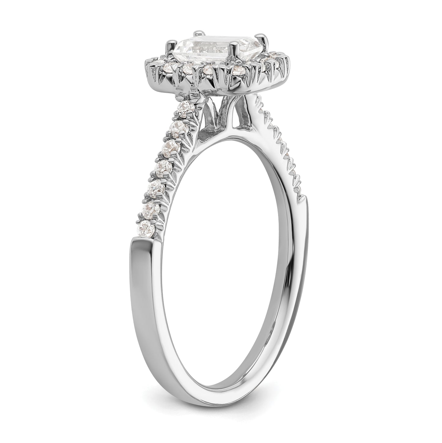14k White Gold Halo (Holds 3/4 carat (5.7x4.5mm) Emerald-cut Center) 1/3 carat Diamond Semi-mount Engagement Ring