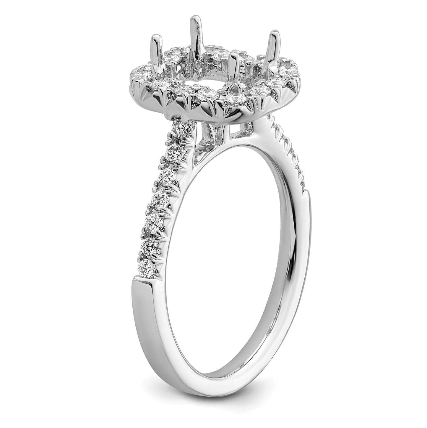 14k White Gold Halo (Holds 1.5 carat (7.7x5.8mm) Emerald-cut Center) 5/8 carat Diamond Semi-mount Engagement Ring