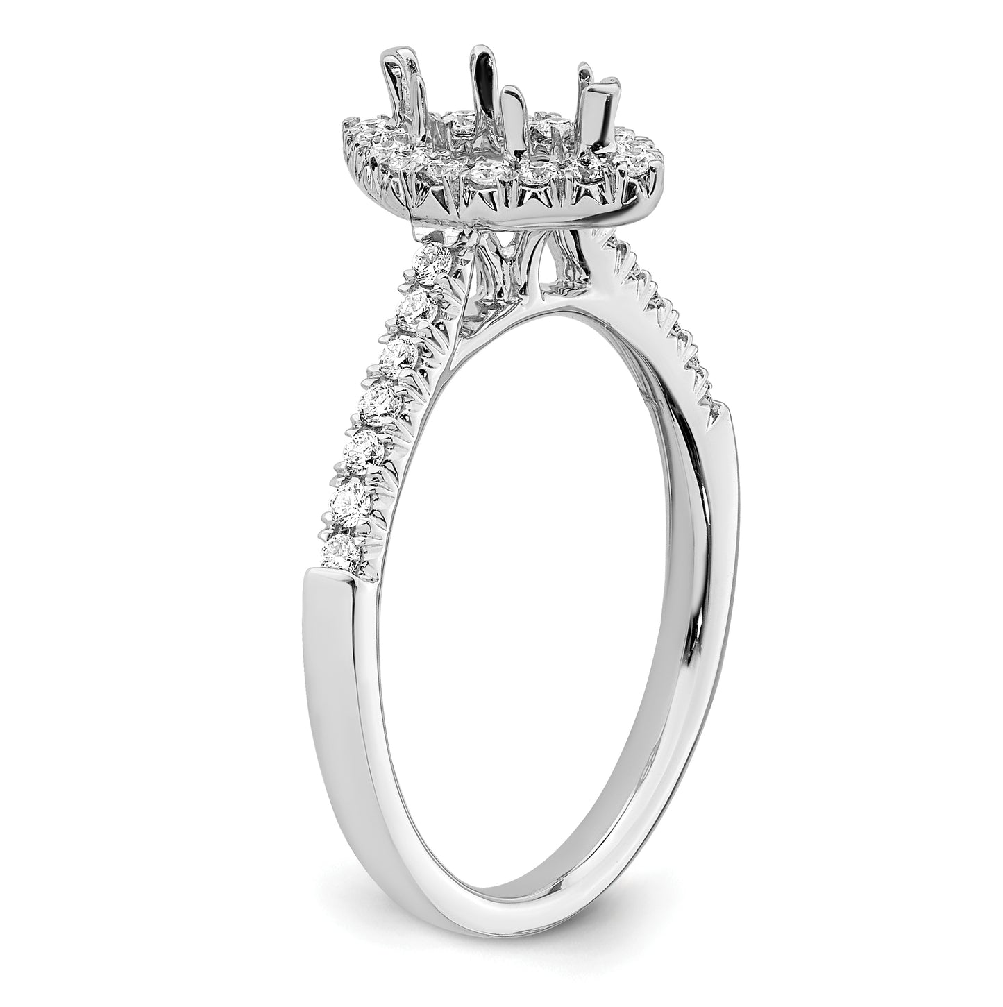 14k White Gold Halo (Holds 1/2 carat (7.9x4.1mm) Marquise Center) 1/3 carat Diamond Semi-mount Engagement Ring