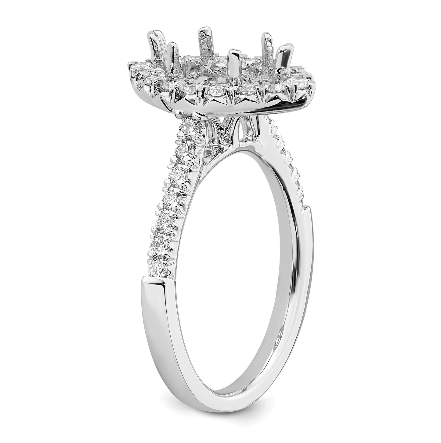 14k White Gold Halo (Holds 1.5 carat (11.1x6.00mm) Marquise Center) 5/8 carat Diamond Semi-mount Engagement Ring