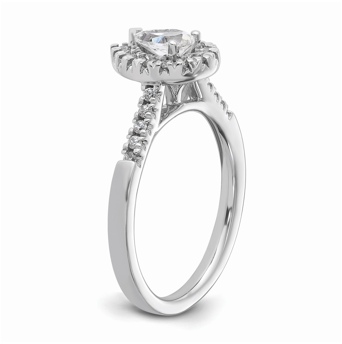 14k White Gold Halo (Holds 1/2 carat (6.5x4.5mm) Pear Center) 1/3 carat Diamond Semi-mount Engagement Ring