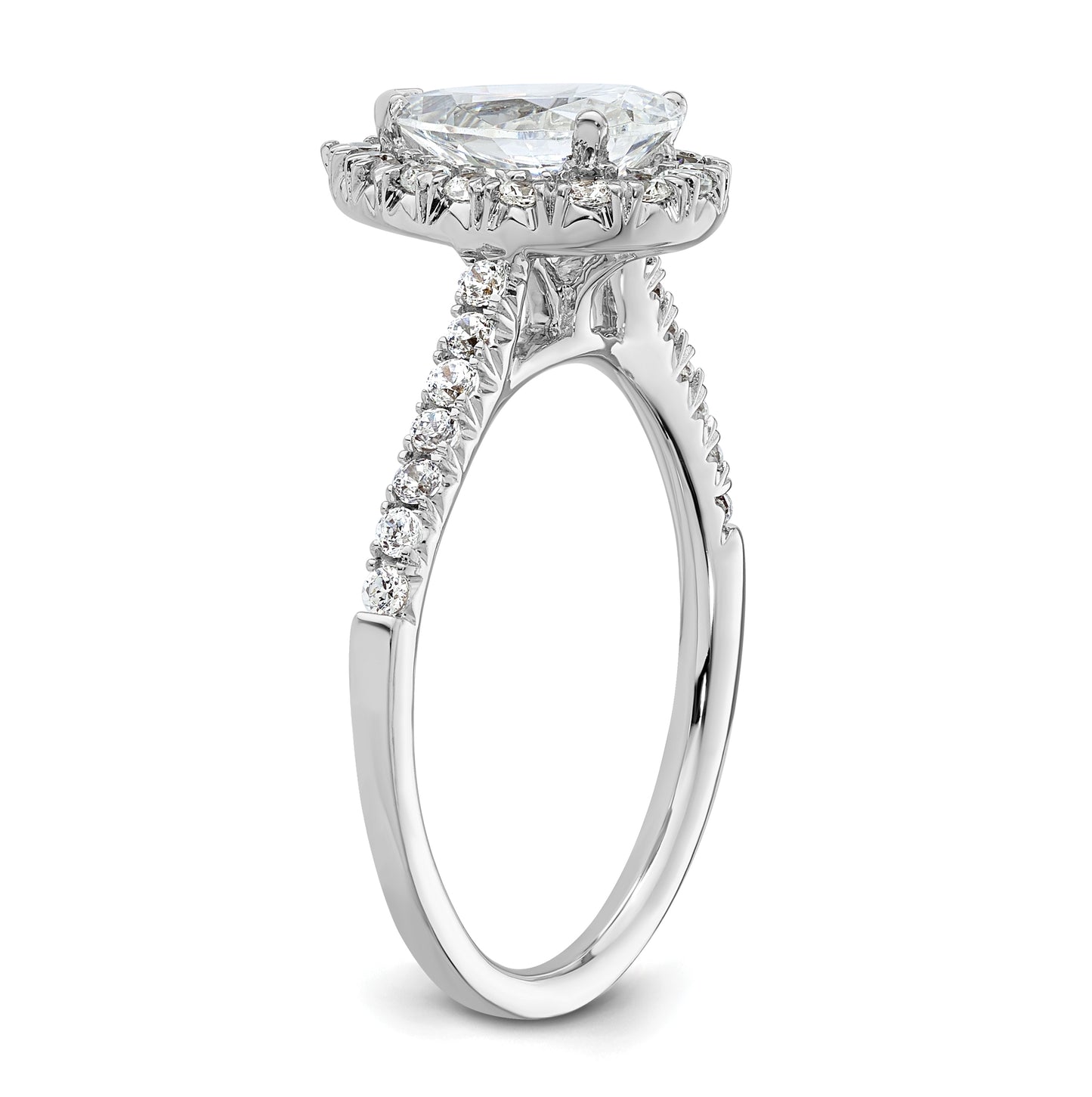 14k White Gold Halo (Holds 1.25 carat (9.1x6.00mm) Pear Center) 1/2 carat Diamond Semi-mount Engagement Ring
